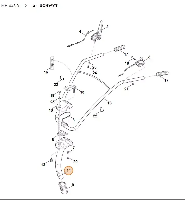 STIHL Glebogryzarka MH445.0 Uchwyt 6241 740 6100 | Taniej